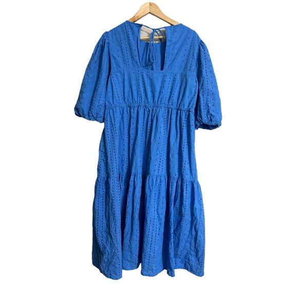 M & S Collection Blue Eyelet Dress Size 14 - Picture 1 of 7